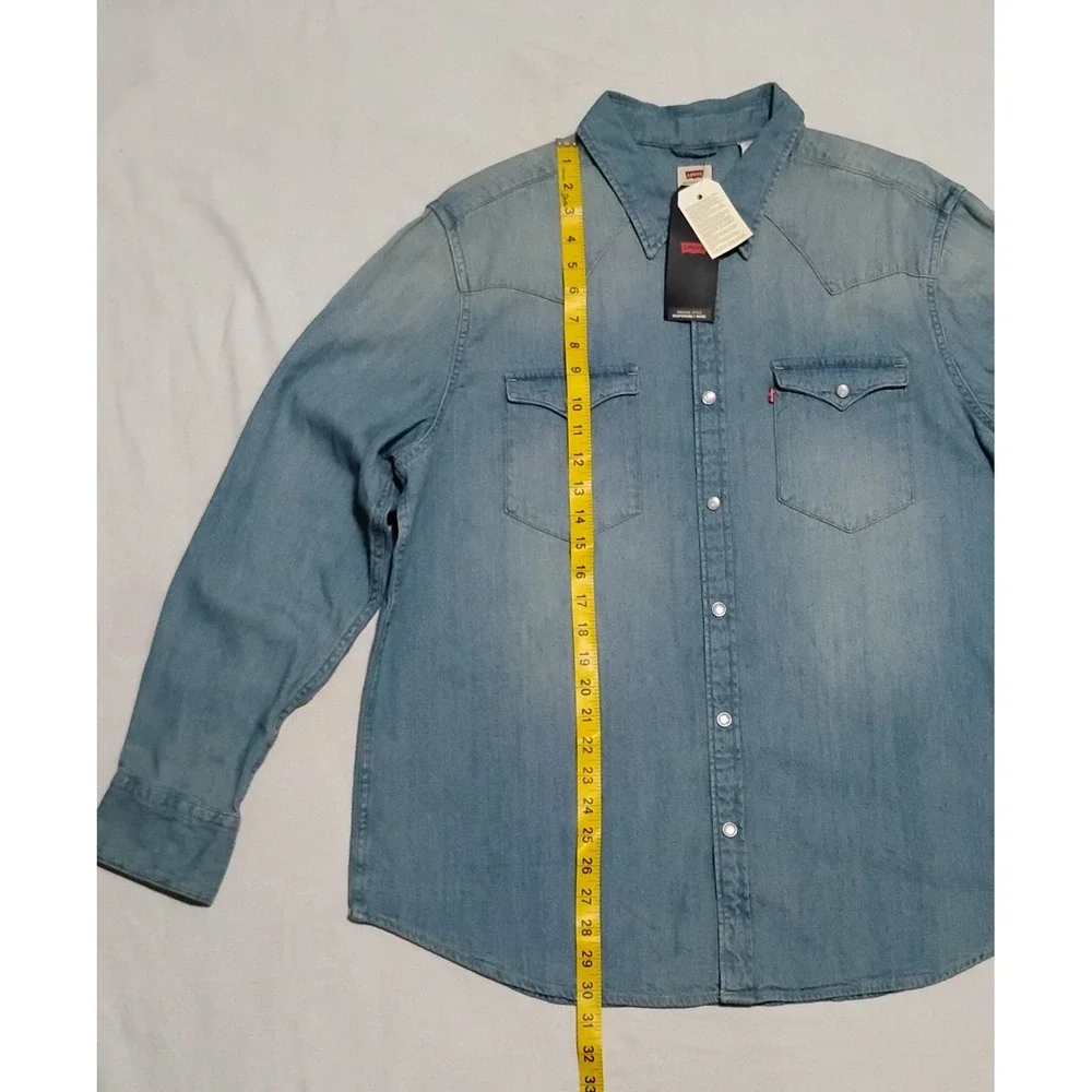 Levi's Barstow Western Shirt XL Denim Pearl Snap Rick Grimes Cosplay NWT